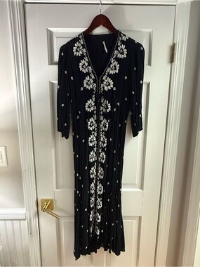 Free People Black Floral Embroidered Maxi Dress - Women's